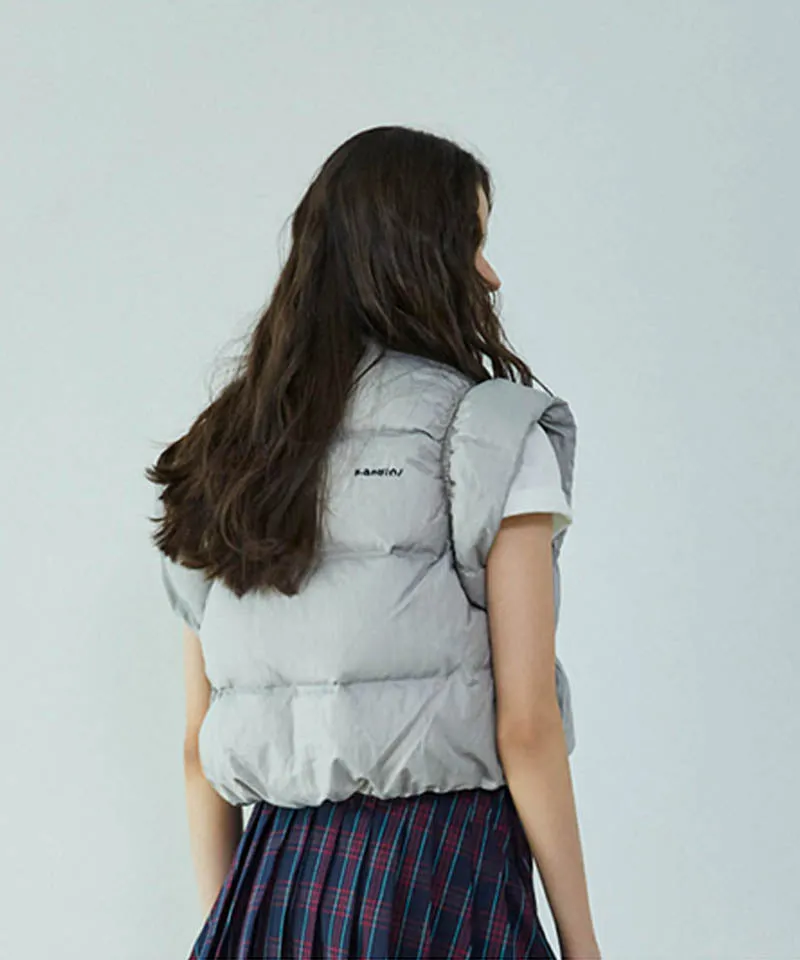 KANDINI Ruffled Goose-down Vest - Silver