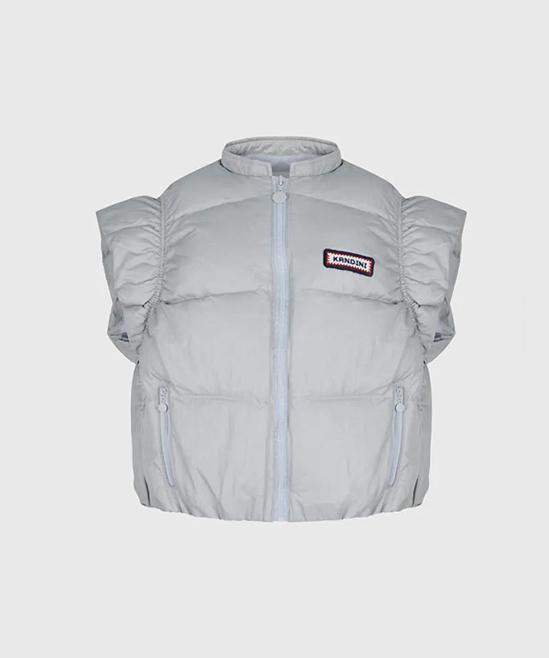 KANDINI Ruffled Goose-down Vest - Silver