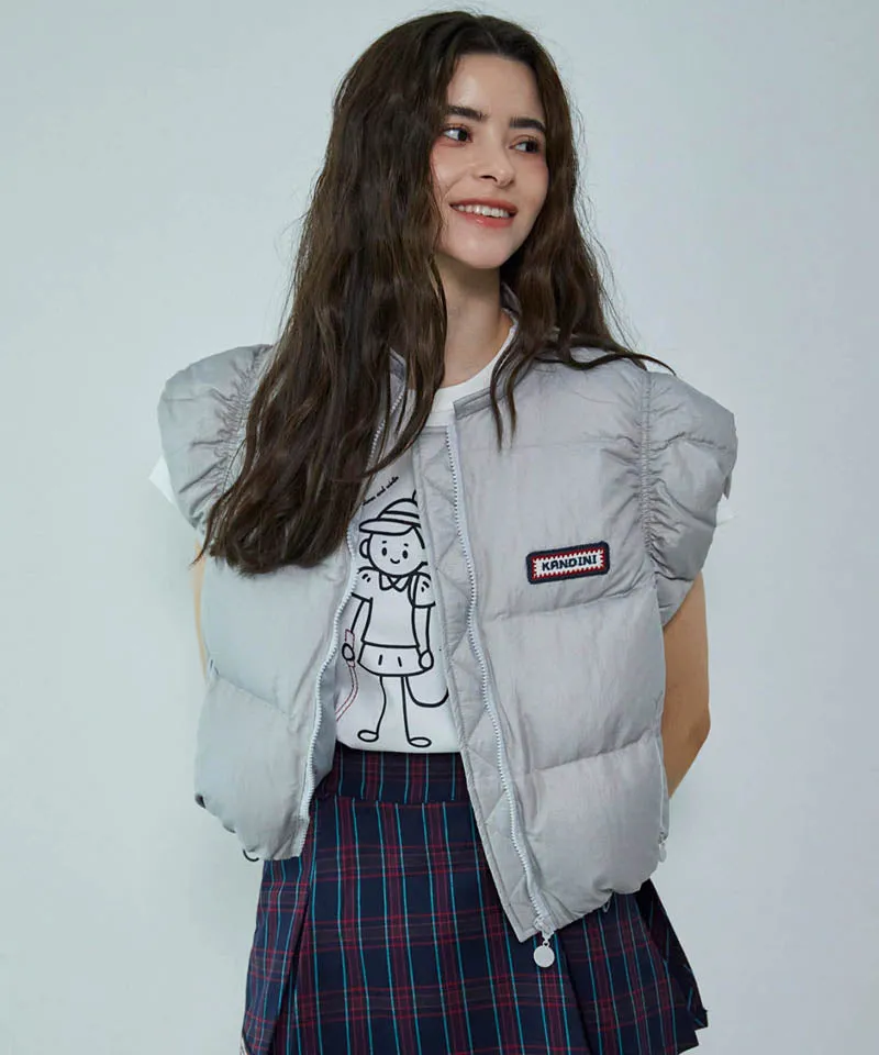 KANDINI Ruffled Goose-down Vest - Silver