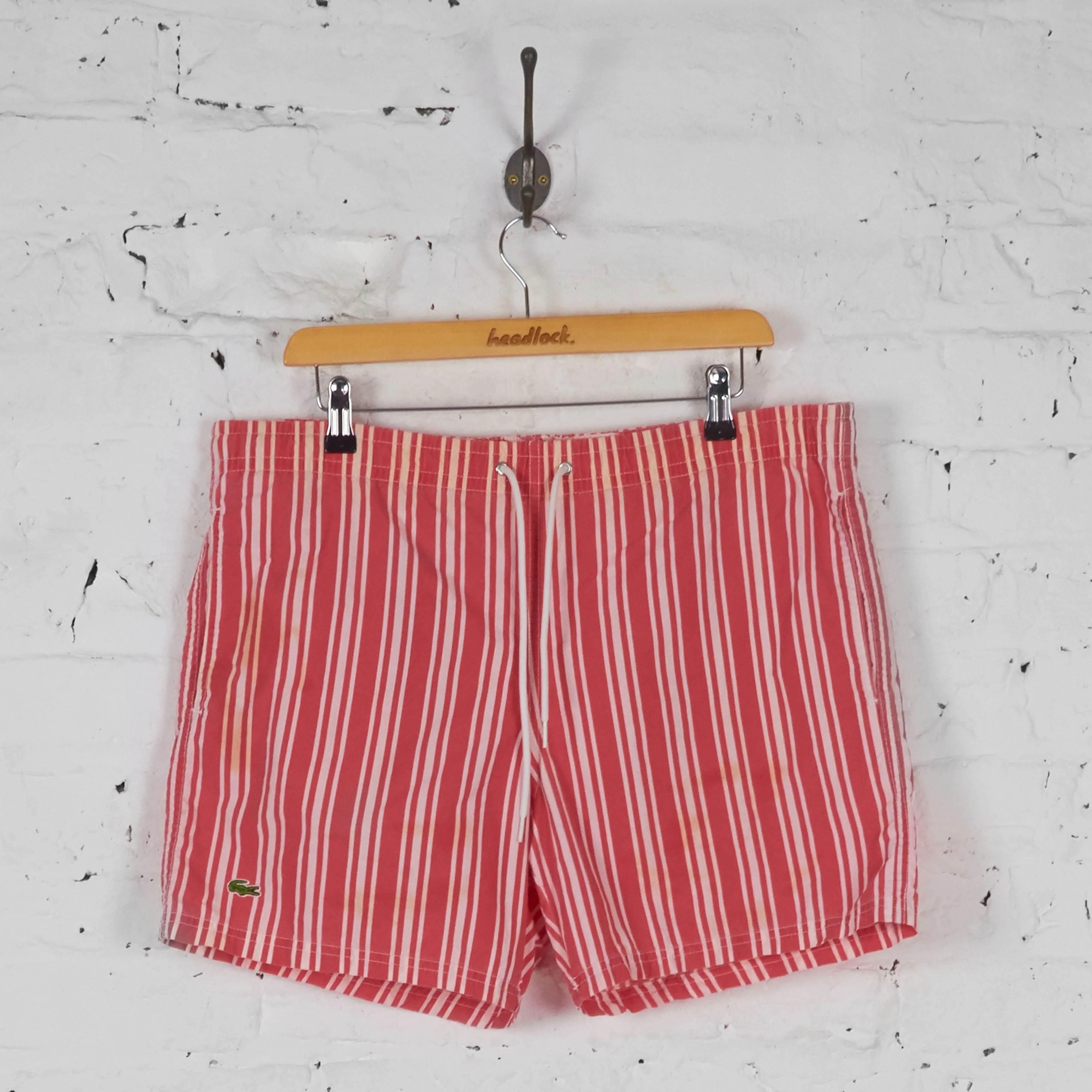 Lacoste Striped Swim Shorts - Pink - M