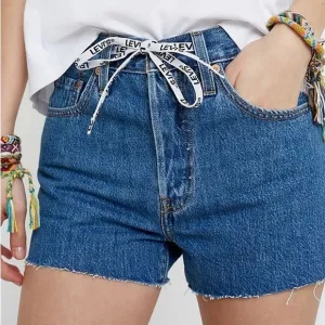 Levi 501 Cutoff Denim Shorts with Shoestring Belt