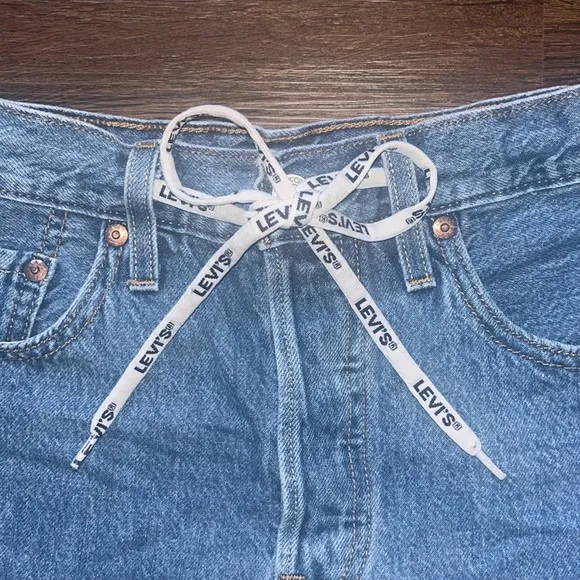 Levi 501 Cutoff Denim Shorts with Shoestring Belt