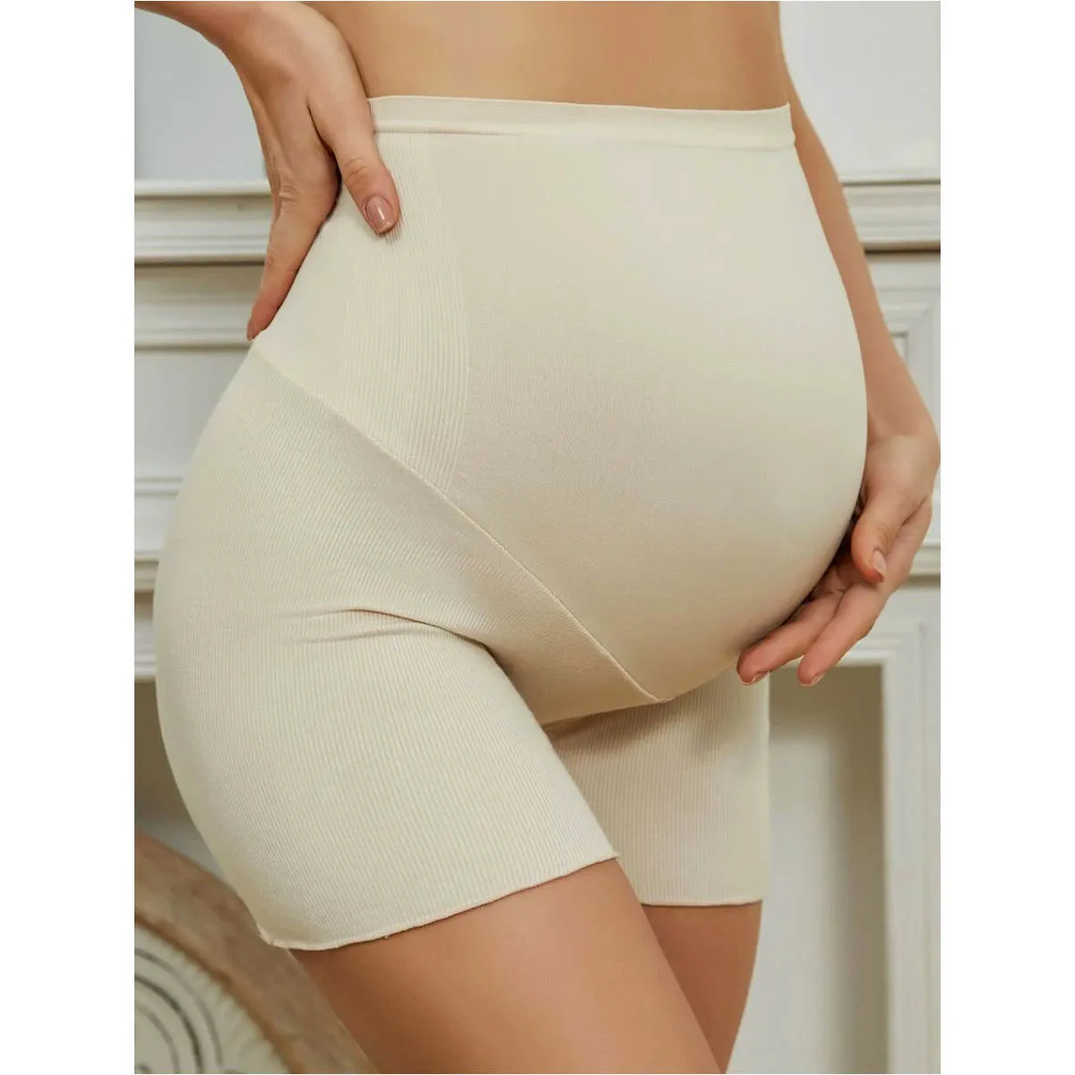 Maternity High Waisted Rib Knit Shorts