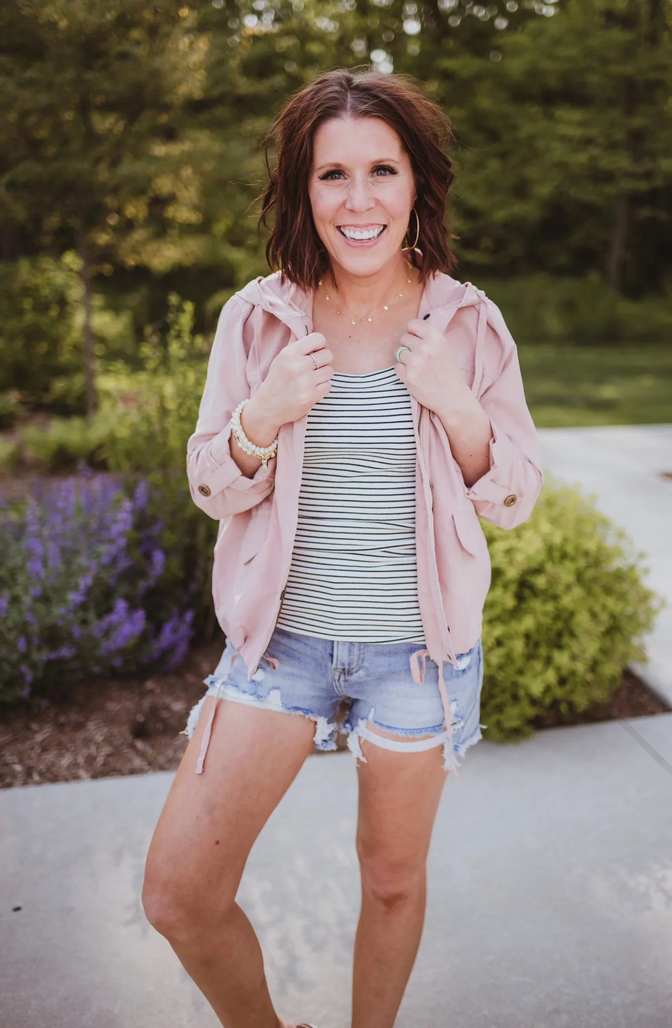 Medium Wash High Rise Distressed Shorts