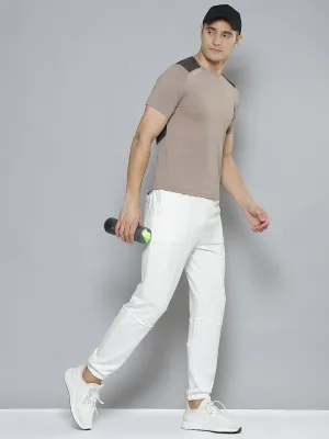 Men Beige & Grey Anti Odour Gym T-shirt