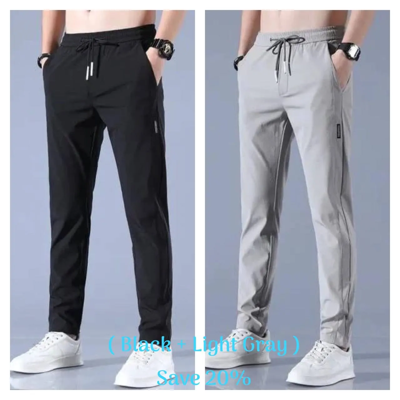 Men Fast Dry Stretch Pants Cargo Straight Pants Summer Ice Silk Trouser Men Fishing Camping Casual Sweatpants Sports Pants
