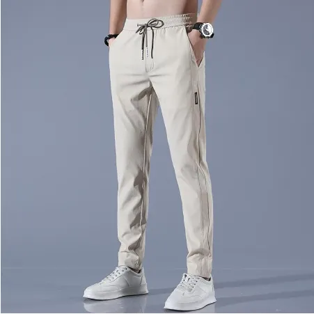 Men Fast Dry Stretch Pants Cargo Straight Pants Summer Ice Silk Trouser Men Fishing Camping Casual Sweatpants Sports Pants
