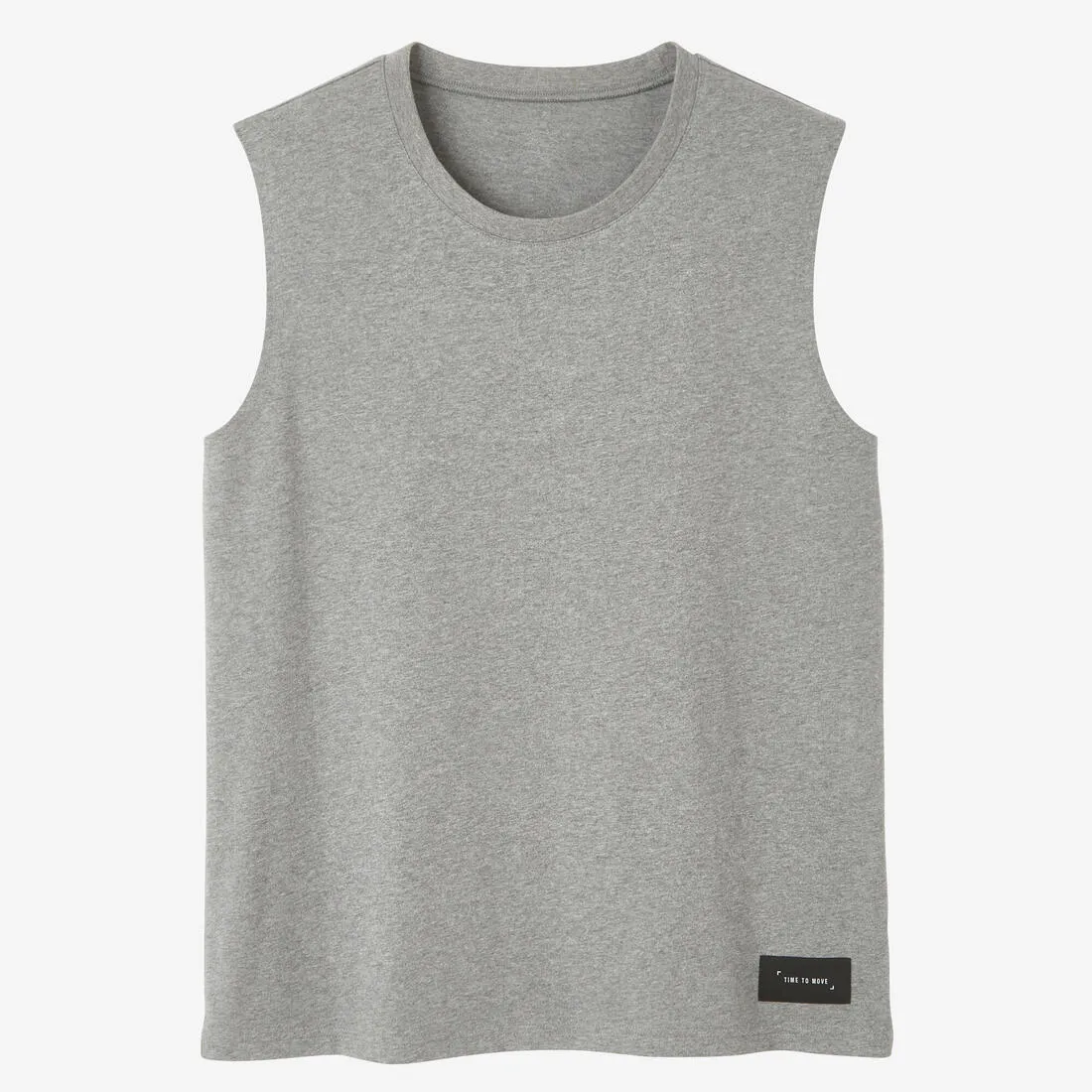 Men's Straight-Cut Crew Neck Stretchy Cotton Fitness Tank Top 500 Cosmeto