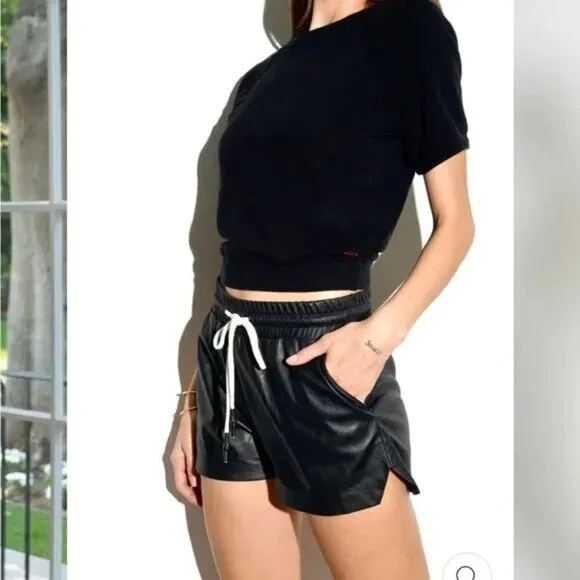 N:PHILANTHROPY Women's Maura Vegan Leather Shorts Black Cat L