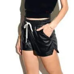 N:PHILANTHROPY Women's Maura Vegan Leather Shorts Black Cat L