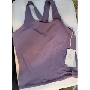 NWOT Calme Johnny Was Criss Cross Back Tank Sports Bra Sz L Purple 111264