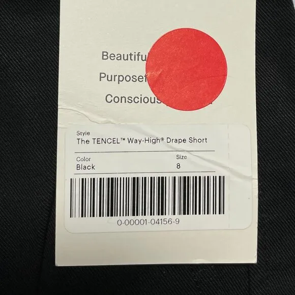 NWT Everlane The Way High Drape Short Womens 8 Black