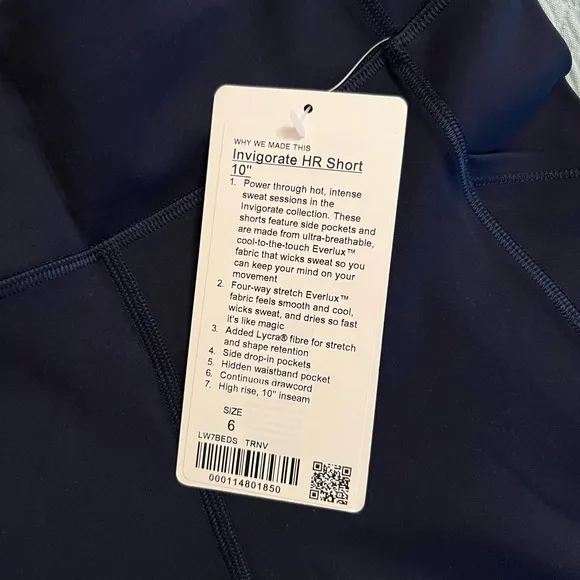 NWT - Lululemon - Women's Invigorate High-Rise Short 10&quot; - True Navy - Size: 6