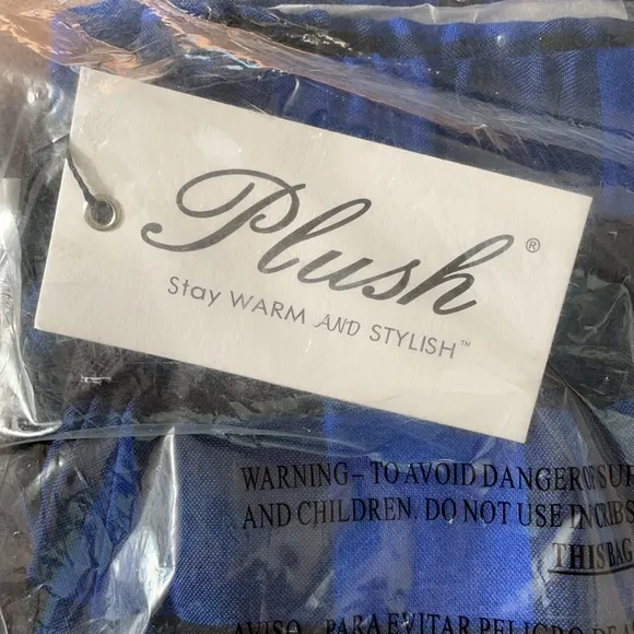 NWT Plush Apparel Blue Black Buffalo Plaid Pajama Set Size Small