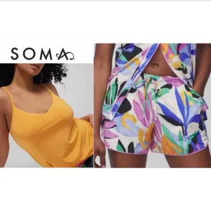 NWT Soma COOL NIGHTS Cami &amp; Printed Short Pajama Set