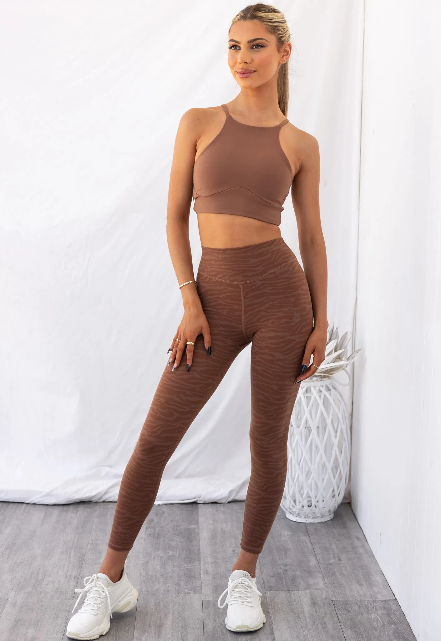 Reversible Sports Crop - Chocolate Zebra