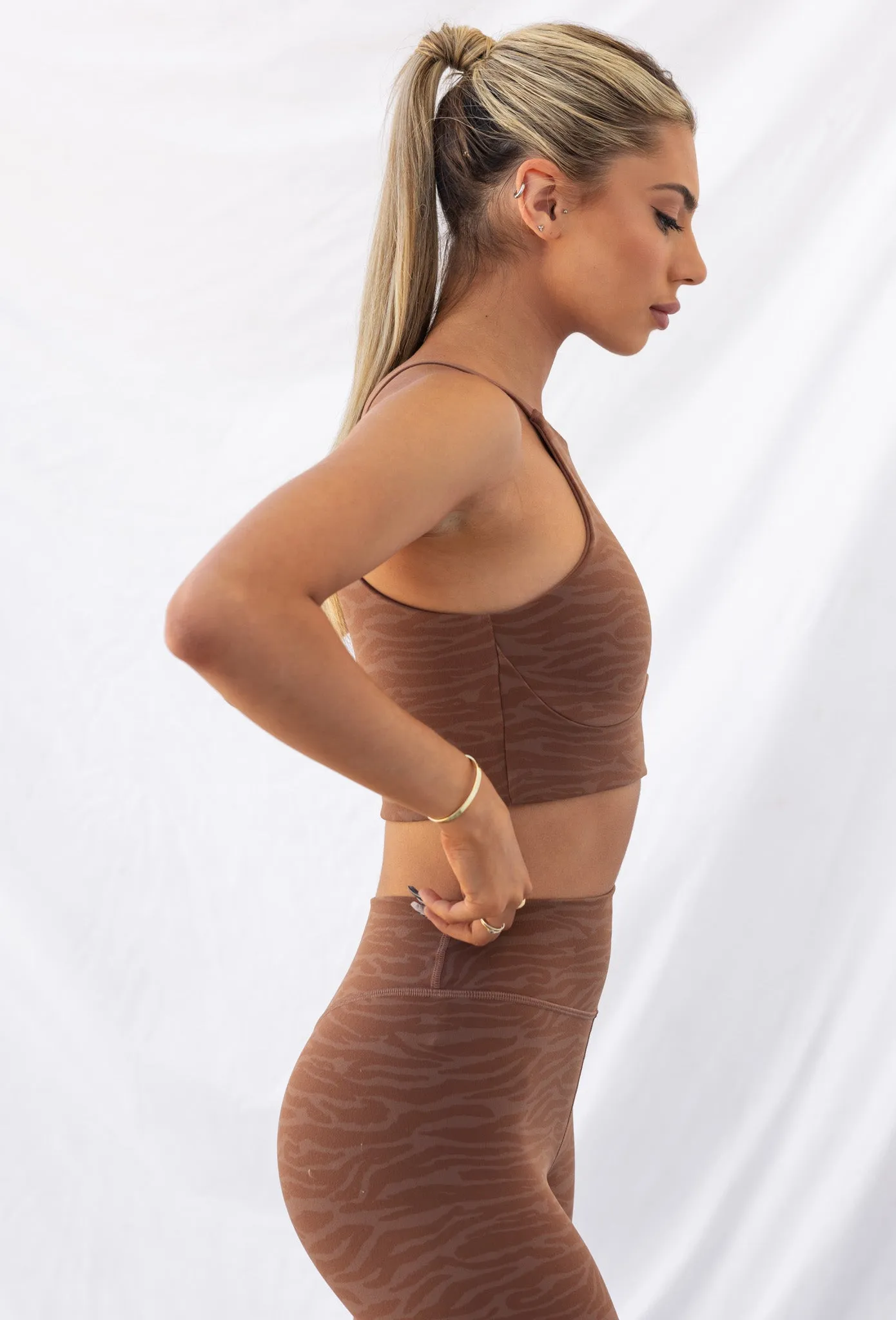 Reversible Sports Crop - Chocolate Zebra