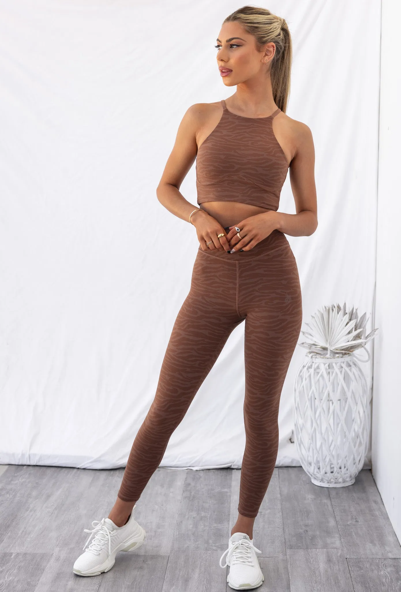 Reversible Sports Crop - Chocolate Zebra