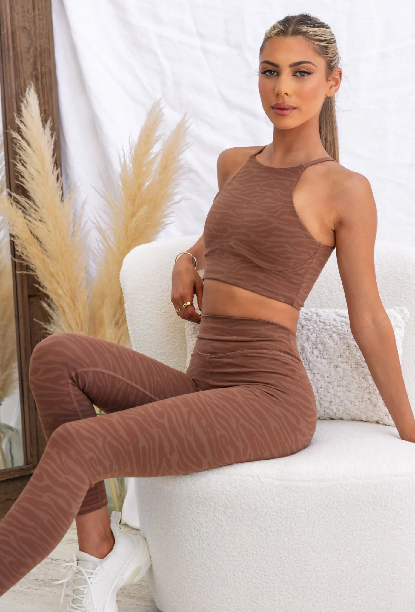 Reversible Sports Crop - Chocolate Zebra