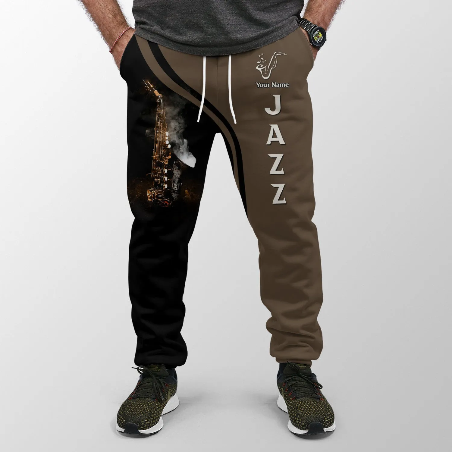 Saxophone Pants Saxophonist Personalized Name 3D Sweatpants Saxophone Lover Jogger