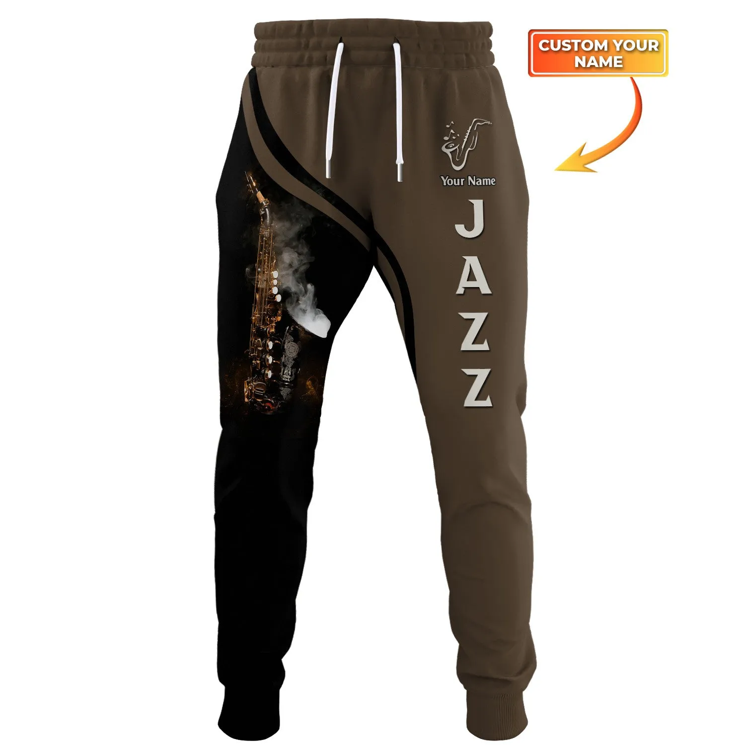 Saxophone Pants Saxophonist Personalized Name 3D Sweatpants Saxophone Lover Jogger