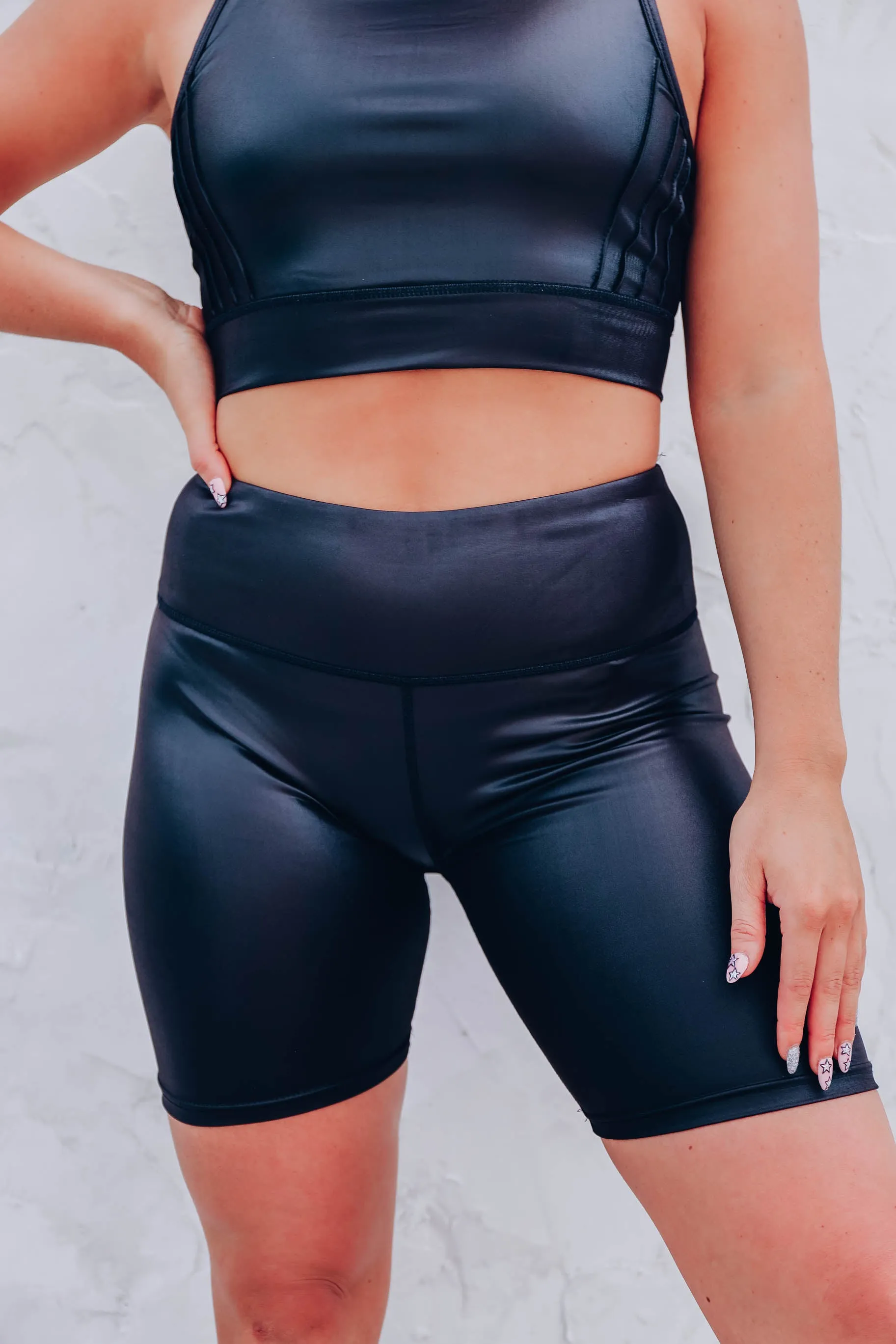 Shine Bright Biker Short Set - Black