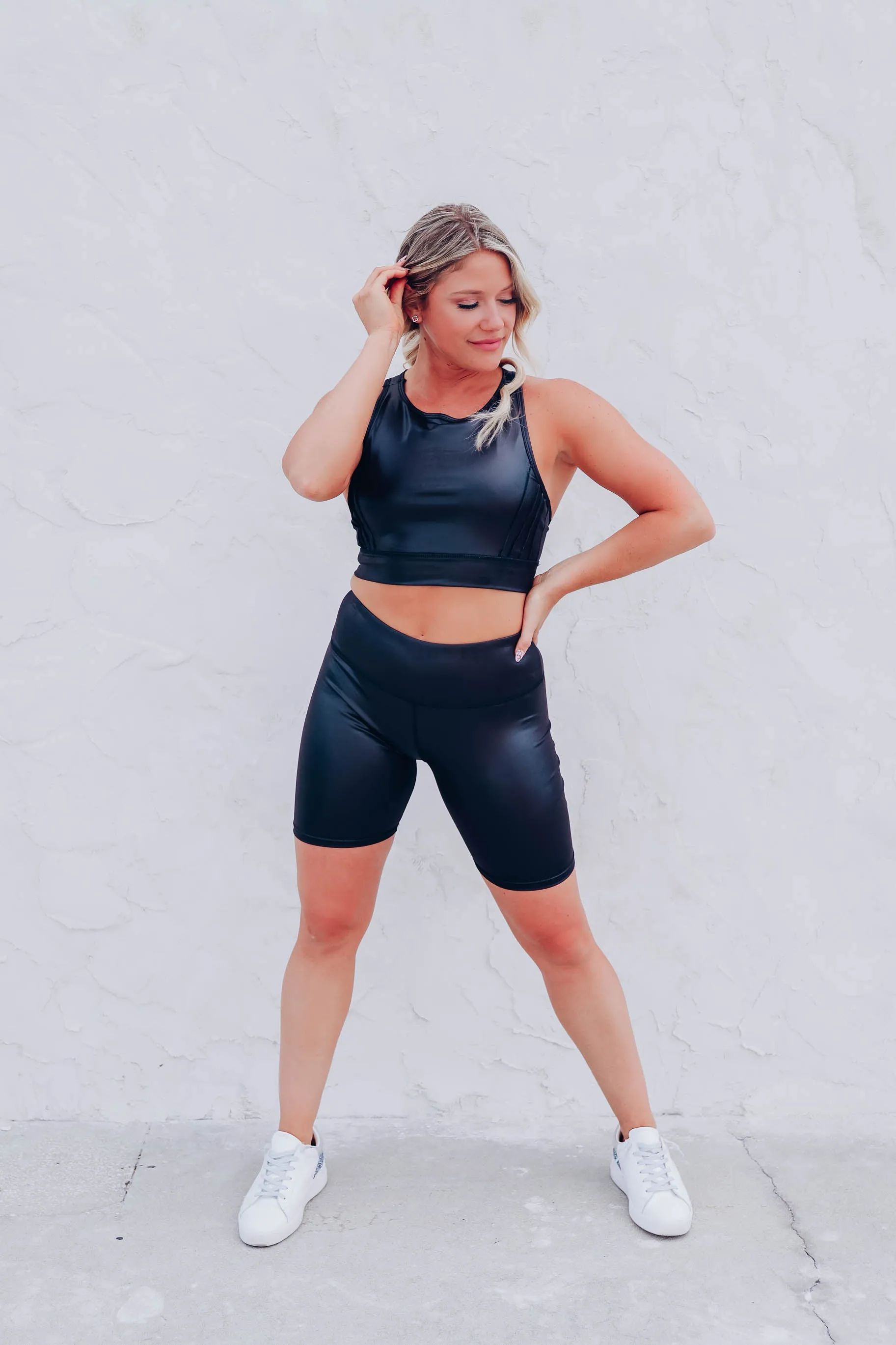 Shine Bright Biker Short Set - Black