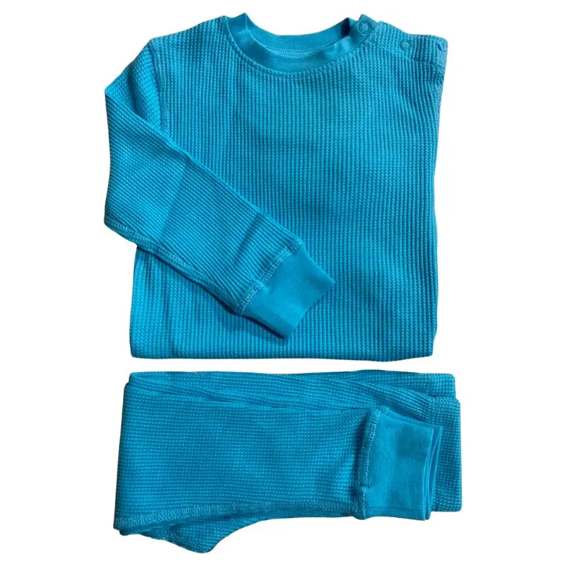 Slugs & Snails Turquoise Blue Kids Waffle Cotton Set