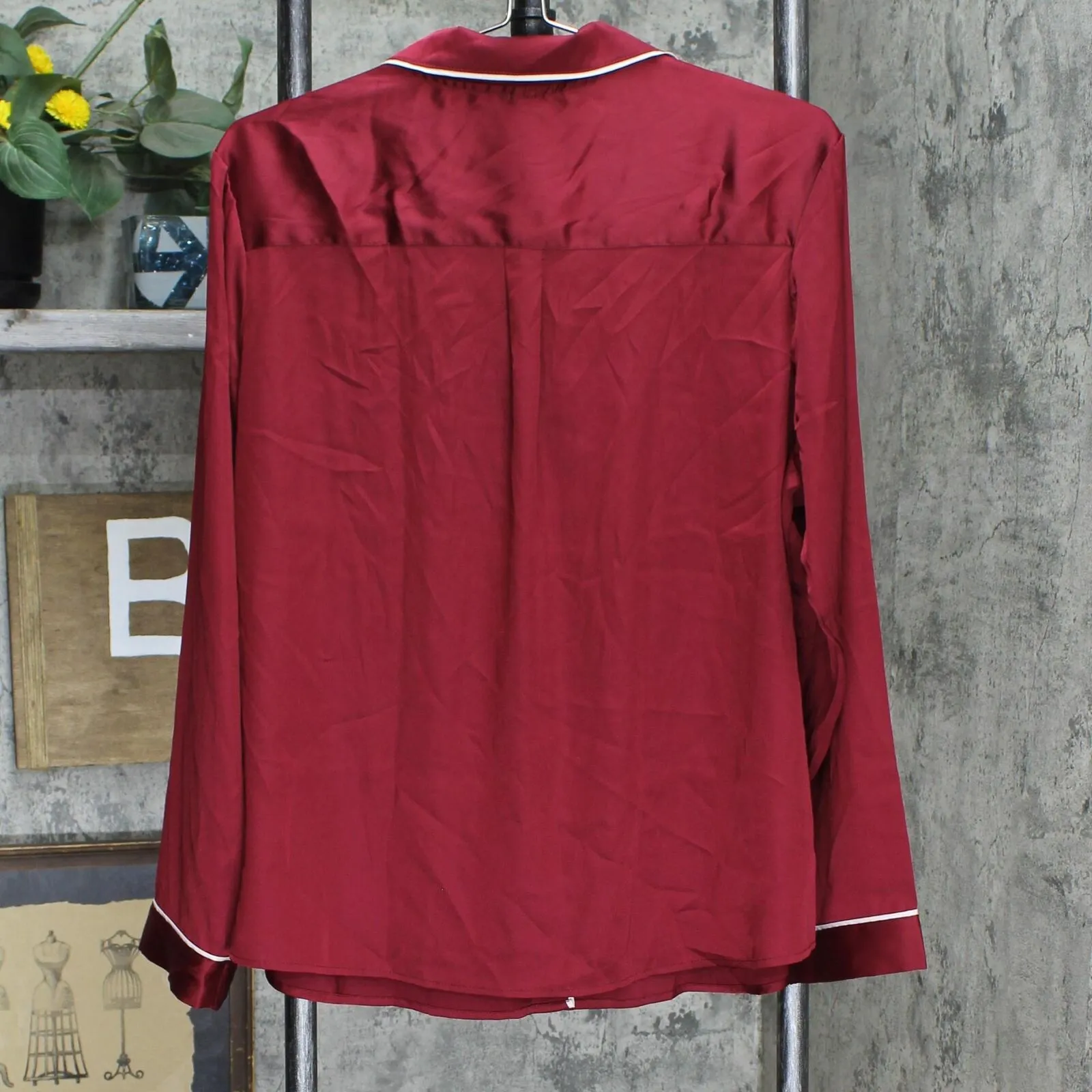 Stars Above Women's 2pc Satin Long Sleeve Top and Shorts Pajama Set Red XL