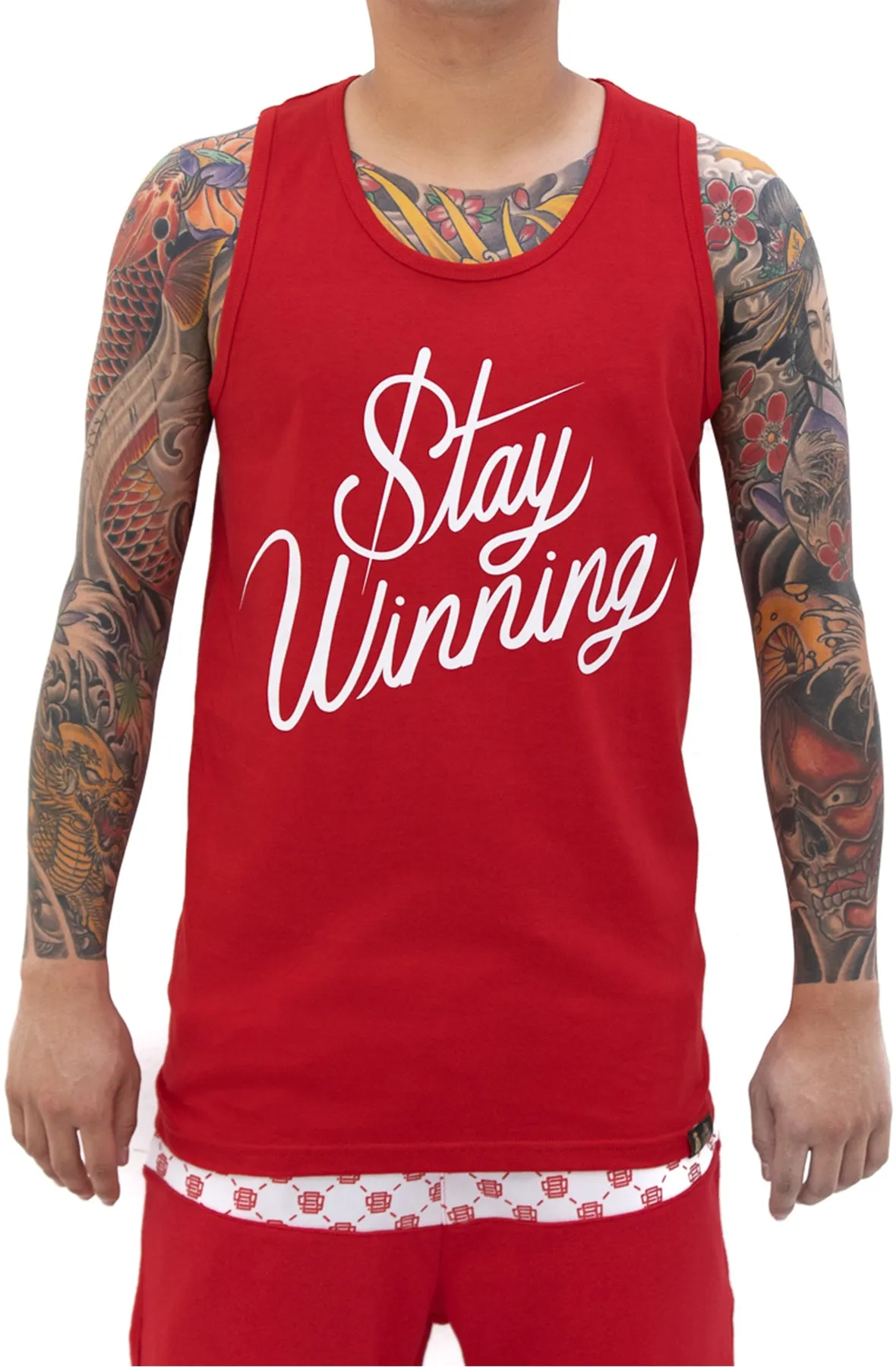Stay Winning Script Red Tank Top