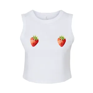 Strawberry Pastie White Cropped Tank