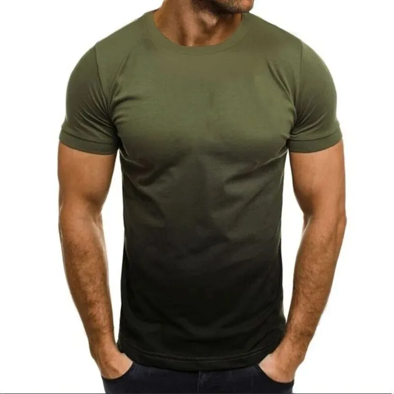 Summer Color Gradual Change Casual Men's T-Shirt 3D Fashion Print Men's Street Top Short Sleeve Oversize