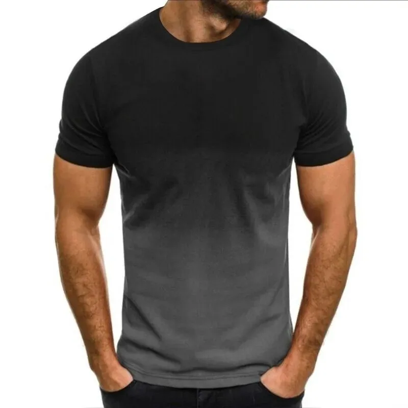 Summer Color Gradual Change Casual Men's T-Shirt 3D Fashion Print Men's Street Top Short Sleeve Oversize