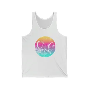 Surf Distressed Hibiscus Unisex Jersey Tank