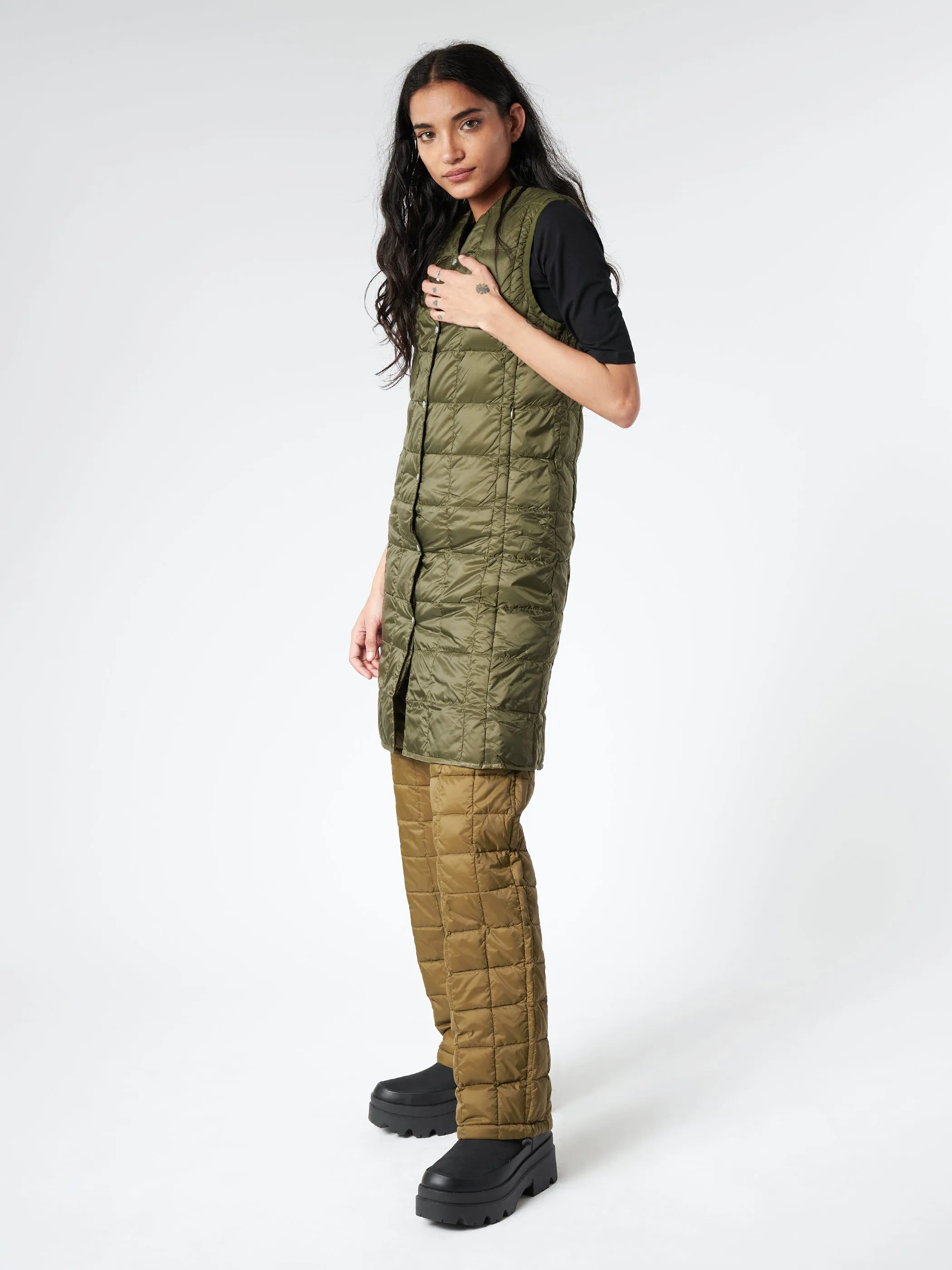 V-Neck Long Down Vest