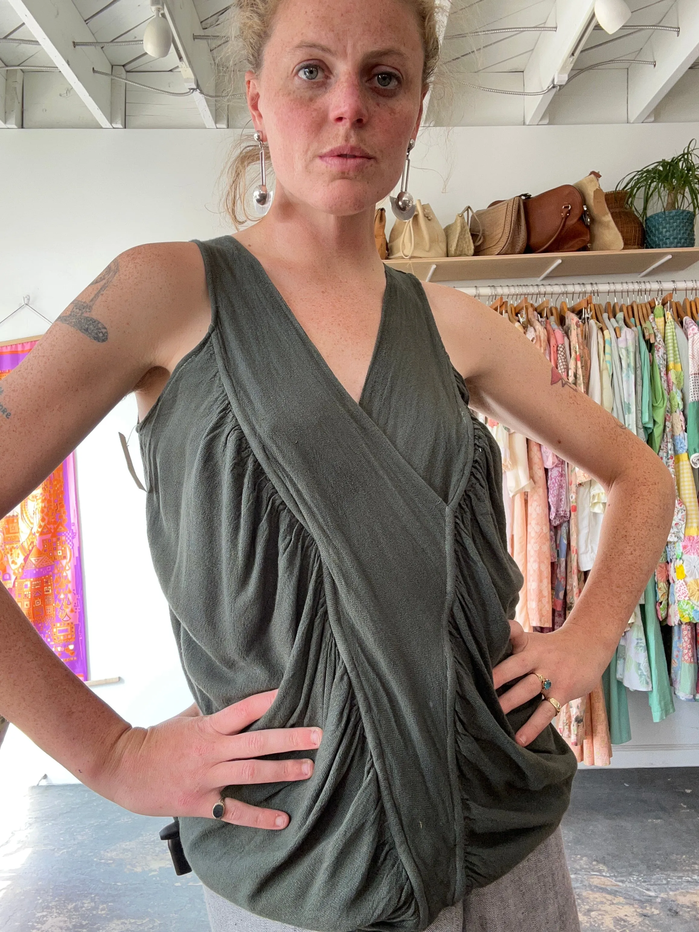 Vintage Laise Adser Dark Green Tank Top