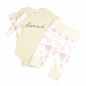 Watercolor Hearts | Organic Baby Girl Set