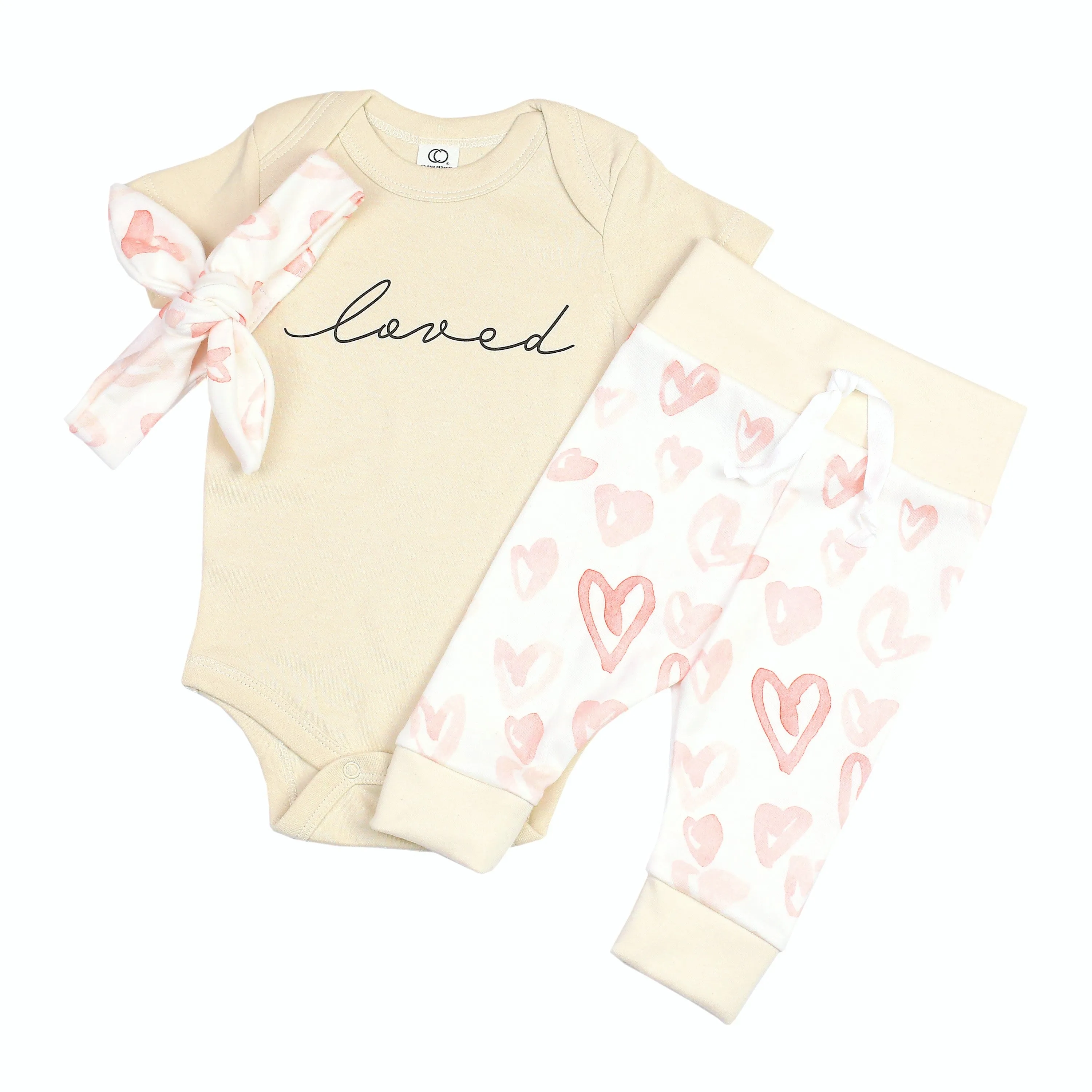Watercolor Hearts | Organic Baby Girl Set