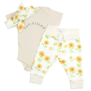 Watercolor Sunflowers | Organic Baby Girl Set