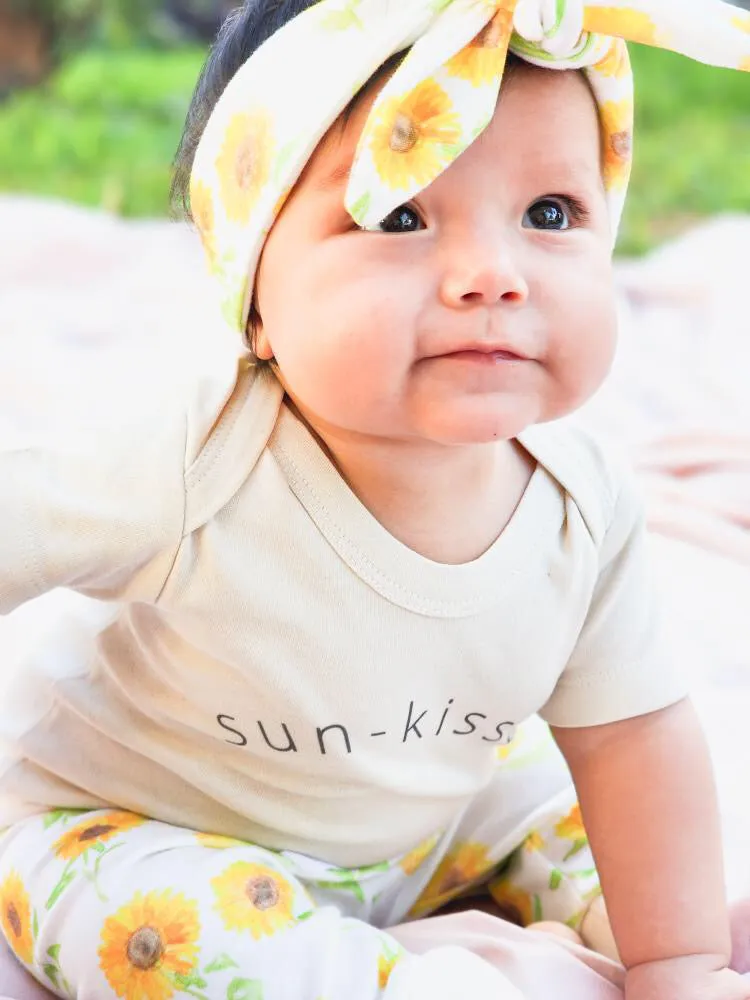 Watercolor Sunflowers | Organic Baby Girl Set