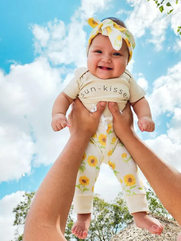 Watercolor Sunflowers | Organic Baby Girl Set