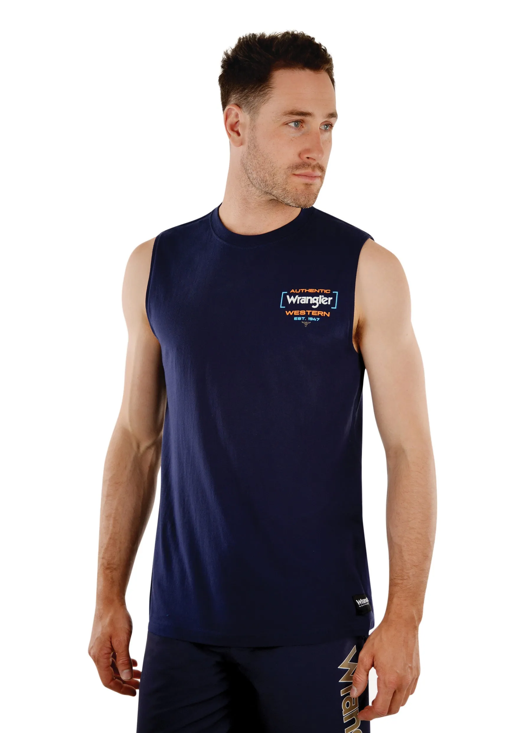Wrangler Oakwood Muscle Tank Top Mens Navy