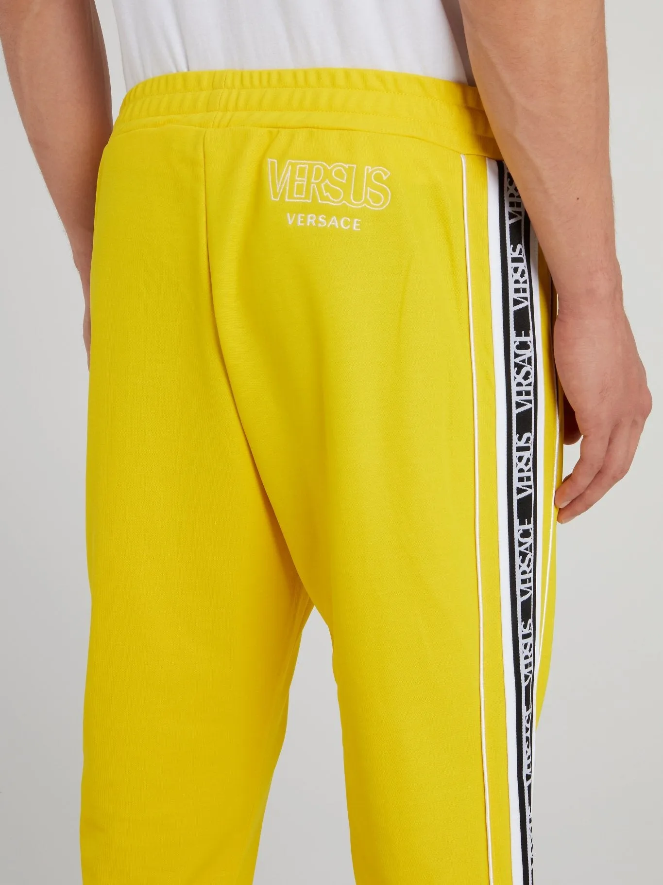 Yellow Ribbed Waistband Logo Sweatpants