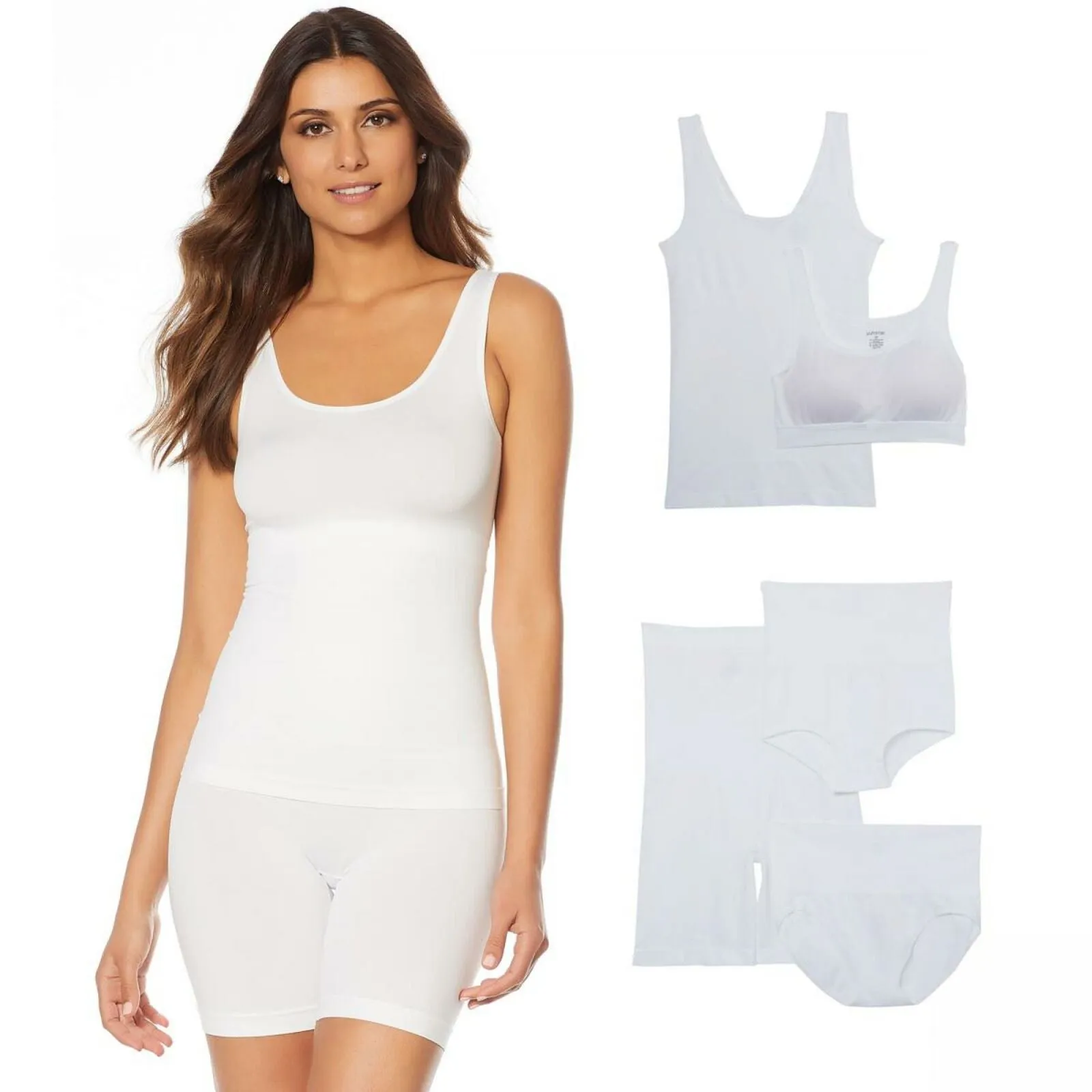 Yummie Women's 5-piece Seamless Wardrobe Essentials White L/XL