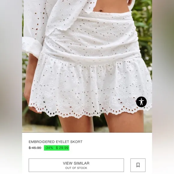 ZARA EMBROIDERED EYELET SKORT